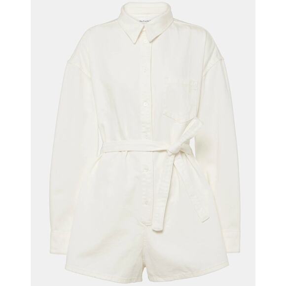 The Frankie Shop Pants - The Frankie Shop 'Wren' White Cotton Denim Romper Size S